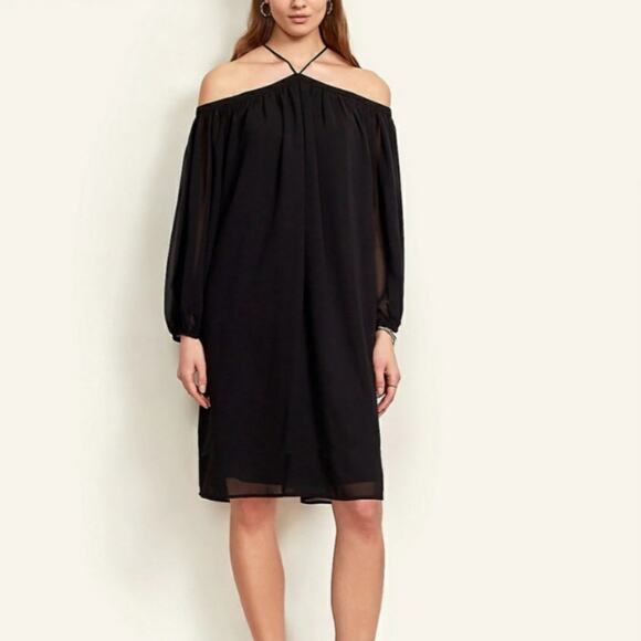 NWT Ann Taylor Black Halter Strap Off The Shoulder Dress - Picture 1 of 8